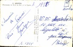 CPA Menton Promenade du Bord de Mer et le Casino 