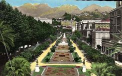 CPA Menton Vue d'Ensemble des Jardins Public Les Montagnes de Sainte Agnes 