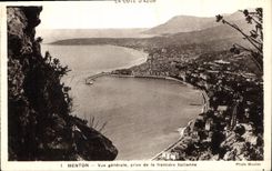 CPA Menton Vue generale prise de la frontiere Italienne 