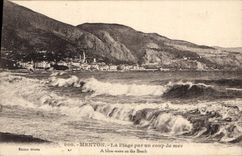 CPA Menton La Plage par un coup de mer 