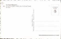 CPA Les Alpes Maritimes La route de Touet a Beuil dans les Gorges Rouges du Cians 