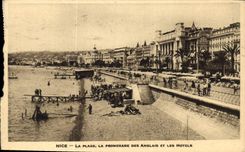 CPA Nice La Plage La Promenade des Anglais et les Hotels 