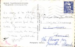 CPA Villefranche sur Mer vue generale vers le Cap de Nice 