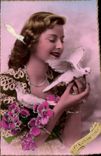 CPA Femme Fleurs