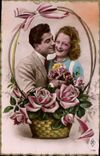 CPA Femme Fleurs