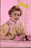 CPA Femme Fleurs