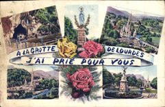 CPA A la Grotte de Lourdes J'aie prie pour vous 