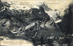 CPA Dauphine La Grave La meije et ses Glaciers sus de la Terrasse de l'Hotel de la Meije 