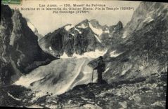 CPA Les Alpes Massif de Pelvoux La Morraine et le Marmite du Glacier Blanc Pic le Temple 3283 m Pre 