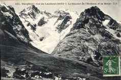 CPA Dauphine Col du Lautaret 2075 m Le Glacier de l'Homme et la Meije 
