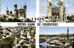 CPA Lyon La Basilique de Notre Dame de Fourvierre et la Tour Metallique 