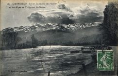 CPA Grenoble Lever du Soleil sur l'Isere et les Alpes au Polygone du Genie 