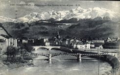 CPA Grenoble Panorama des Quais et les Alpes 