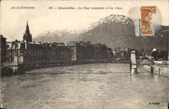 CPA Le Dauphine Grenoble le Pont suspendu et les Alpes 