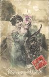 CPA Bonne Annee Femme