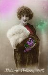 CPA Bonne Annee Femme
