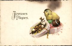 CPA Joyeuses Paques Poussins