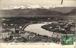CPA Grenoble l'Isere le pont de l'Ile verte et les Alpes 