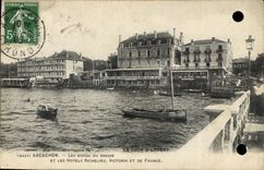 CPA Arcachon Les Bords du Bassinet les Hotels Richlieu Victoria et le France 