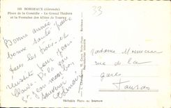 CPA Bordeaux Gironde Place de la Comedie  Le Grand Theatre et la Fontaine des Allees de  Tourny 