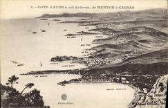 CPA Cote d'Azur a vol d'oiseau de Menton a Cannes 