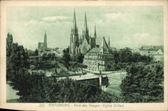 CPA Strasbourg Pont des Vosges Eglise St Paul 