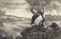 CPA Avant de vous rendre un baiser Promettez de toujours m'aimer Femme