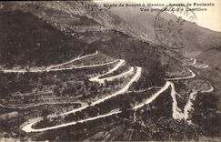 CPA Route de Sospel a Menton Lacets de Fontanin Vue prise du col a Castillon