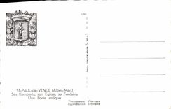 CPA St Paul de Vence ses Ramparts son Eglise sa Fontaine Une Porte antique