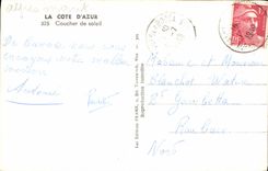 CPA La Cote d'Azur Coucher de Soleil 