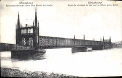 CPA Strasbourg Pont du chemin de fer sur le RHin pres kehl 