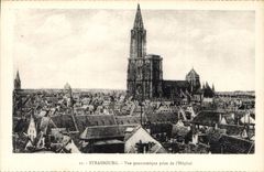 CPA Strasbourg vue panoramique prise l'Hospital