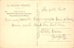 CPA Monte Carlo Alpes Maritimes Vue generale prise de Monaco 