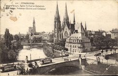 CPA Strasbourg Pont des Vosges Eglise St Paul et Cathedrale 