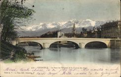 CPA Grenoble le Pont de l'Hopital et la Chaine des Alpes 