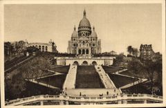 CPA Paris en Flanant vue generale du Sacre Coeur de Montmartre et l'Escalier Monumental 