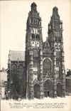CPA Tours I et L la Cathedrale St Gatien XII et XVI S fut commencee en 1170 et achevee en 1547 