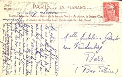 CPA Paris en Flanant Notre Dame de Paris Detail de la Facade Nord a droite la Saint Chapelle 