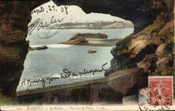 CPA Biarritz le Rocher vue vers le Phare 