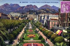 CPA Menton le Jardin Public et les Montagnes Sainte Agnes 