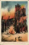 CPA Reims la Cathedrale Incendiee par les Allemands le 19 Septembre 1914 