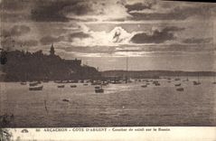 CPA Arcachon Cote d'Argent Coucher de Soleil sur le Bassin 