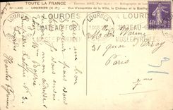 CPA Lourdes H P vue d'ensemble de la Ville le Chateau et la Basilique 