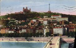 CPA Lyon le Pont du Change et la Collline de Fourviere 