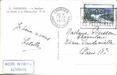 CPA Lourdes la Basilique la Grotte et le Chateau Fort 