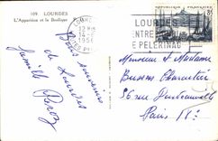 CPA Lourdes L'Apparition et La Basilique 