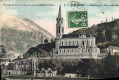 CPA Souvenir du Cisquantenaire Lourdes Basilique vue laterale 