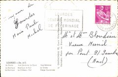 CPA Lourdes la Grotte la Basilique vue generale la Gave vue aerienne le Chateau Fort 