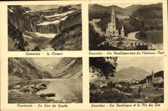 CPA Gavarnie Le Ciqrue Lourdes La Basilique vue du Chateau Fort Cauterets Le Lac de Gaube Lourdes La