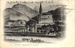 CPA Lourdes Procession du T S Sacrement 